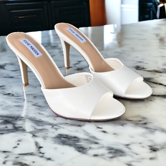 Steven Madden Erin White Leather High Heel Sandals Size 9.5 - Picture 10 of 14